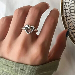 Minimalist 925 Sterling Cursive Heart Ring